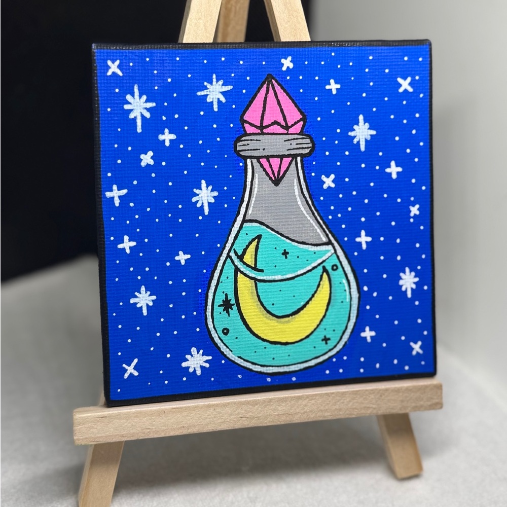 Enchanting Blue and Pink Potion Art Canvas - Picture 2 of 4
